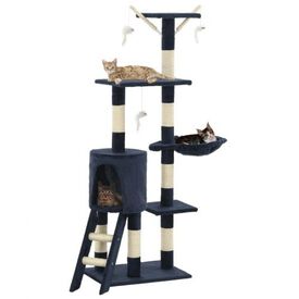 Rascador con poste de sisal para gatos color Azul