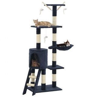 Rascador con poste de sisal para gatos color Azul