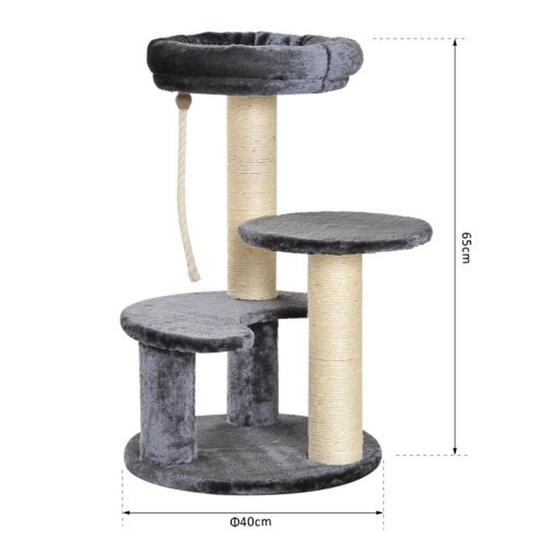Rascador PawHut de 3 niveles para gatos color Gris, , large image number null