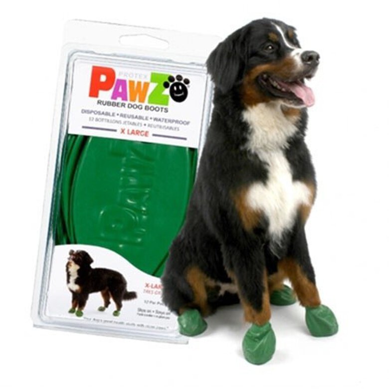 Botas de caucho natural Pawz para perro color Verde Oscuro , , large image number null
