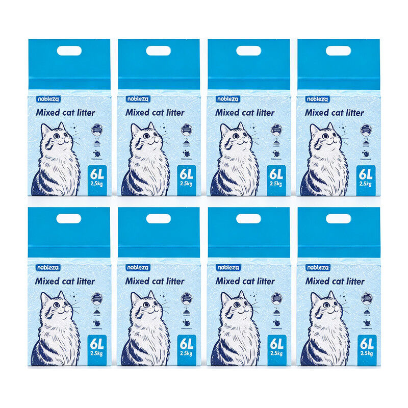 Nobleza - Arena de Tofu para Gatos 10kg (8x2.5kg) - Aglomerante Natural con Bentonita, Sin Polvo, Control de Olores y Desechable en el Inodoro, , large Imagen numero 1