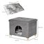 PawHut cama cueva plegable 2 en 1 con taburete gris para gatos, , large indicador imagen numero 3
