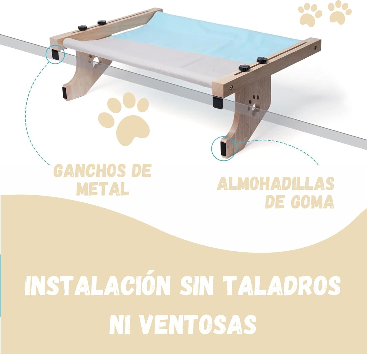 EL &Aacute;TICO PETS Hamaca Gato Ventana. Uso Colgante a 2 Patas o en Suelo con 4 Patas. Cama Gato Radiador. Hamaca Ventana Gato. Cama para Gatos Grande. Cat Bed. Camita para Gatos, , large Imagen numero 2