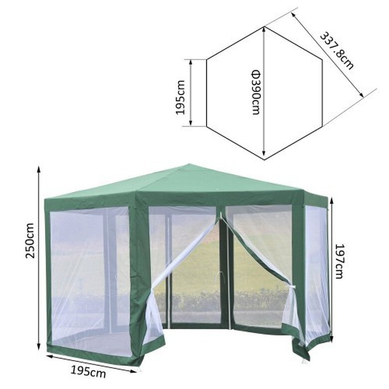 Carpa con mosquitera Outsunny para jardín color Verde, , large image number null