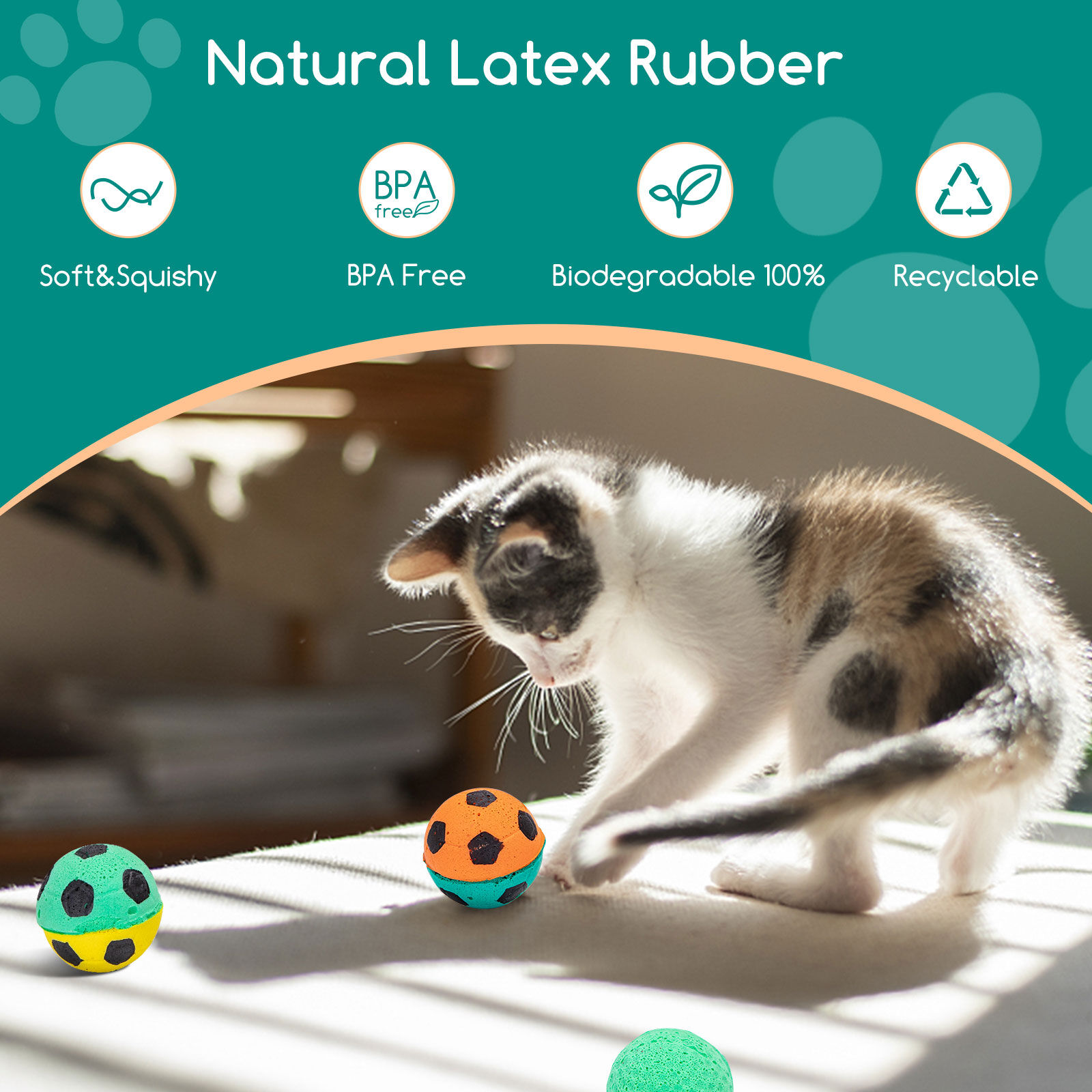 Nobleza - Pelota de Espuma para Gatos 8PCS,Pelotas de F&uacute;tbol para Gatos, Bolas de Juguete para Gatos,Juguetes de Interior y Exterior,Juguetes Interactivos para Gatos, , large Imagen numero 4