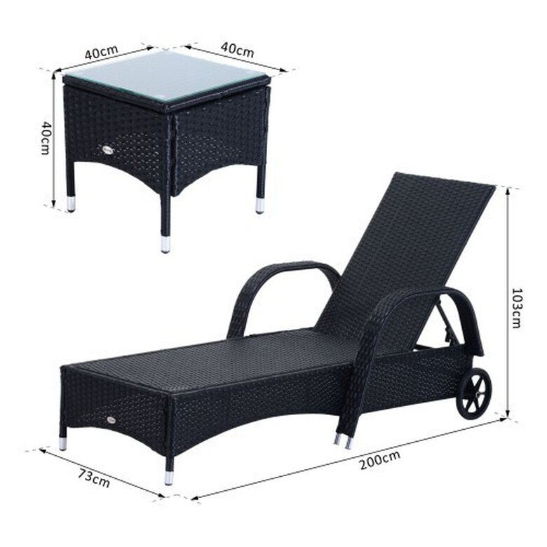 Set de 2 tumbonas y mesa Outsunny color Blanco, , large image number null
