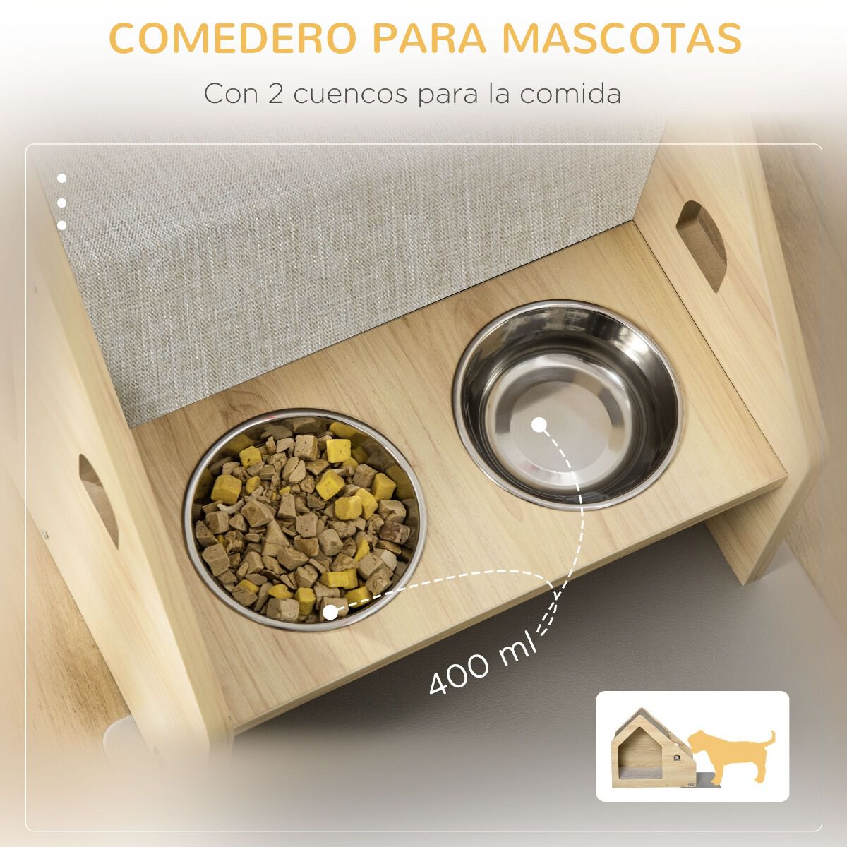 PawHut Caseta para Perros de Madera Cama de Interior para Cachorros, , large Imagen numero 5