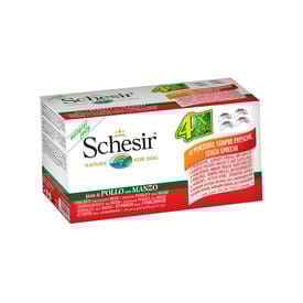 Schesir Filetes de Pollo con Buey en Gelatina lata para perros