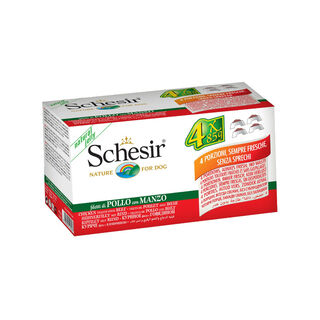 Schesir Filetes de Pollo con Buey en Gelatina lata para perros