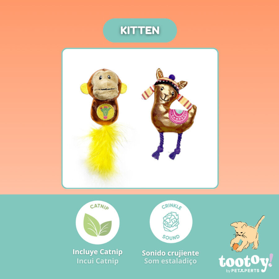 Tootoy! Peluches con Catnip Monkey & Alpaca para gatitos, , large Imagen numero 5