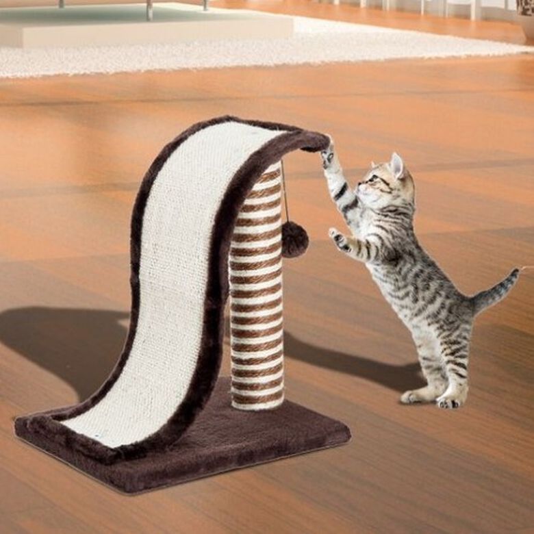 PawHut Árbol rascador para gatos con poste de sisal color Marrón y Crema thumbnail