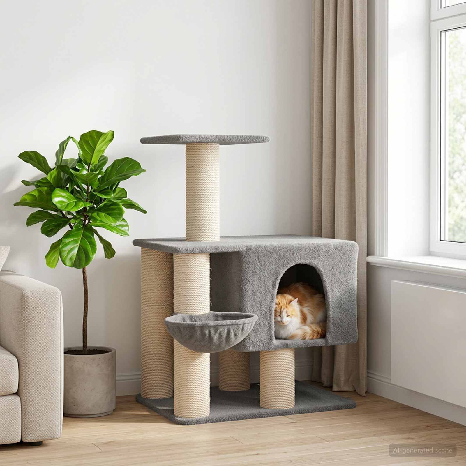 vidaXL &Aacute;rbol para gatos con postes de sisal &Aacute;rbol rascador Muebles Gatos Condo, , large Imagen numero 2