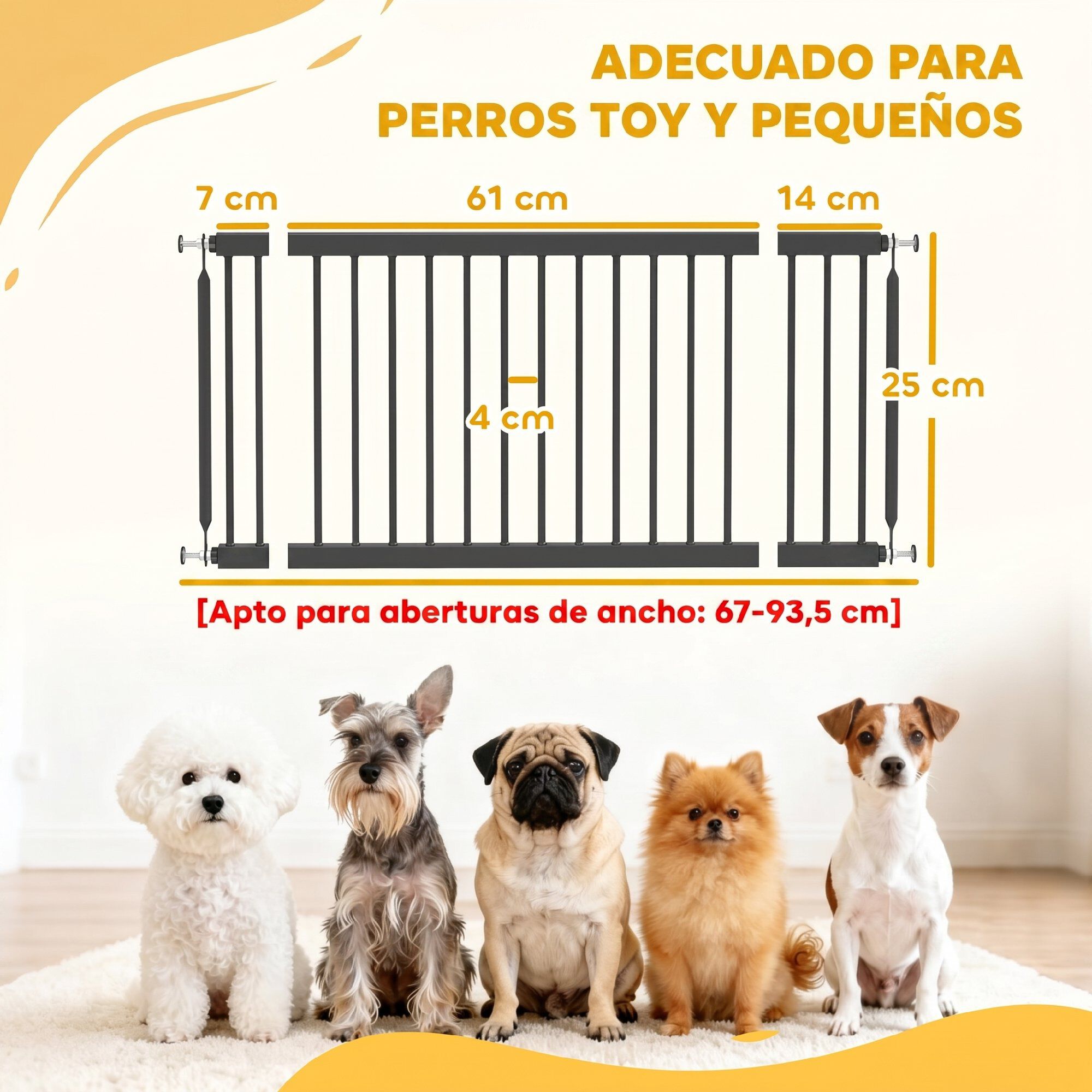 PawHut Barrera de Seguridad Negro, , large Imagen numero 3