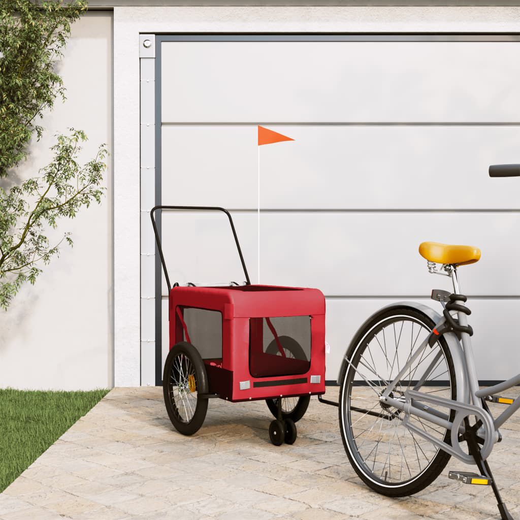 vidaXL Remolque de Bicicleta Mascotas Carrito para Bici Hierro Tela Oxford, , large Imagen numero 2