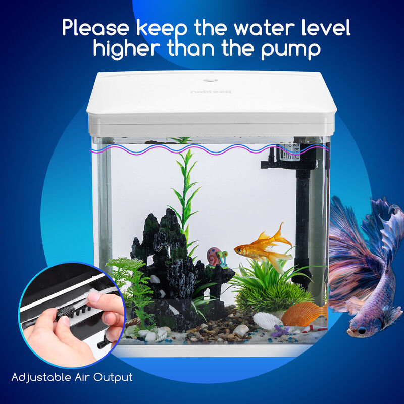 Nobleza - Acuario de Cristal 14L con Iluminaci&oacute;n LED y Sistema de Filtro, Pecera con Cubierta y Accesorios para Peces de Agua Dulce y Salada, Dise&ntilde;o Curvo Moderno, Blanco, , large Imagen numero 4