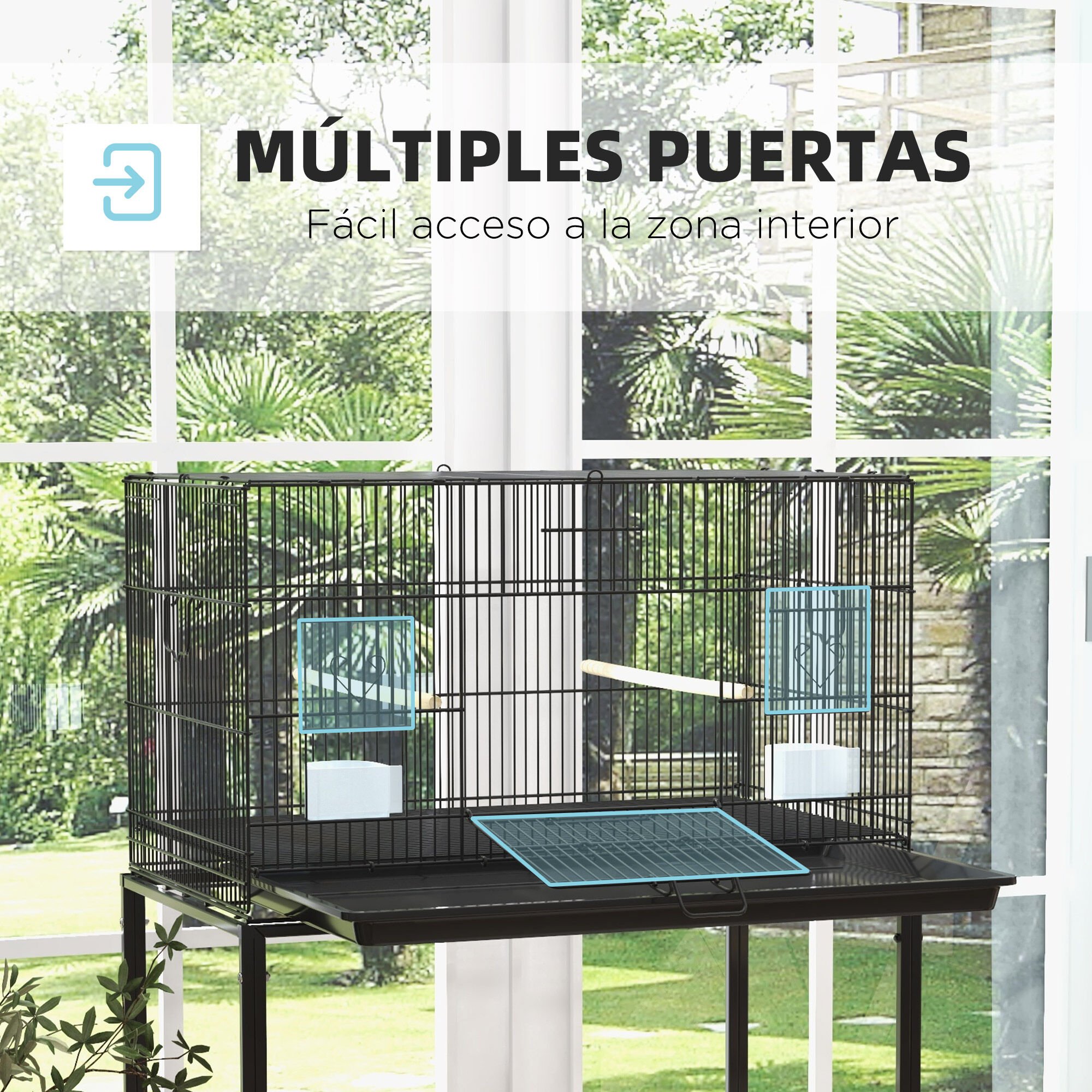 PawHut Jaula Metálica con Ruedas para Pájaros thumbnail