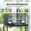 PawHut Jaula para Pájaros con Ruedas 77x46x119 cm Jaula Metálica para Aves con Bandeja Extraíble 2 Perchas 2 Comederos y Estante de Almacenamiento para Periquitos Canarios Negro, , large indicador imagen numero 5