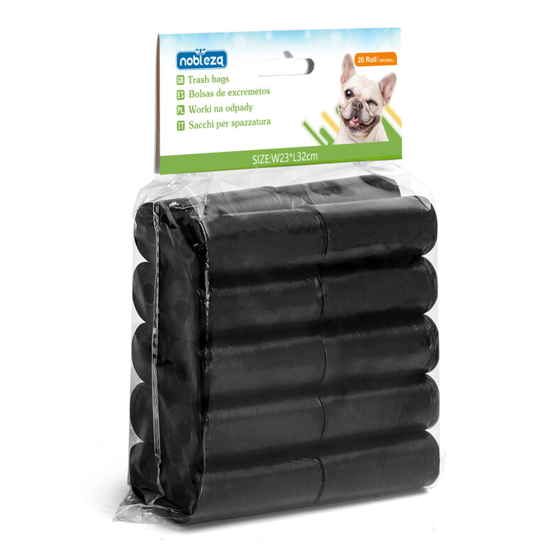Nobleza - 300 Conde Bolsas de Caca Perro Bolsas para excrementos de Perros  Pack de 20 Rollos. Color Negro