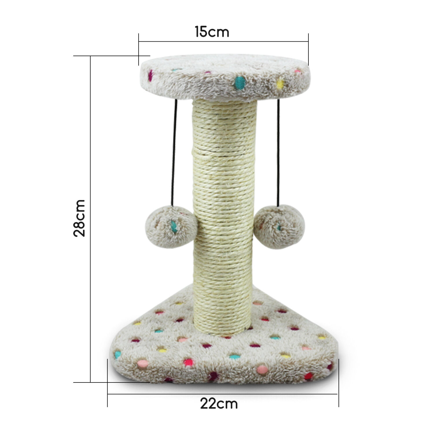 Nobleza - Juguete rascador para gatos, tipo columna con pelotas. Color marr&oacute;n, alto 28cm., , large Imagen numero 2