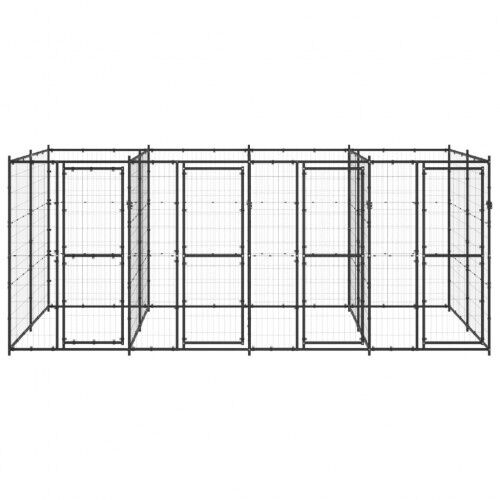 Vidaxl perrera con puertas de bisagra negro para perros thumbnail