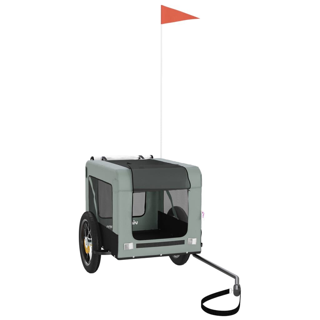 vidaXL Remolque de bicicleta para perros hierro tela Oxford gris negro, , large Imagen numero 1