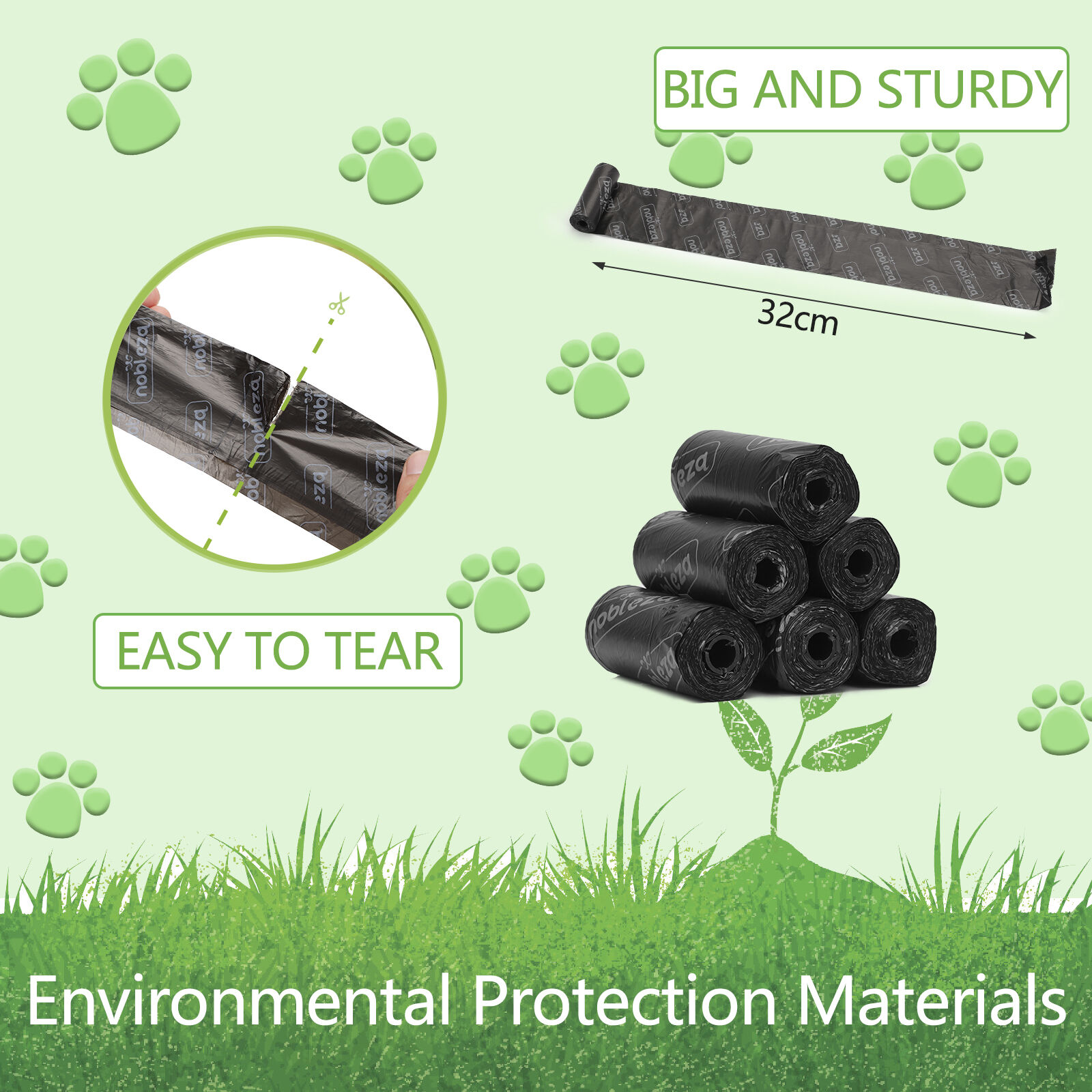 Nobleza Bolsas Caca Perro, 1080 Unidades Bolsas Excrementos Perros, Extra Grueso, Fuerte y a Prueba. 3 Rollos por Pack, 72 Rollos , Color Negro, , large Imagen numero 3