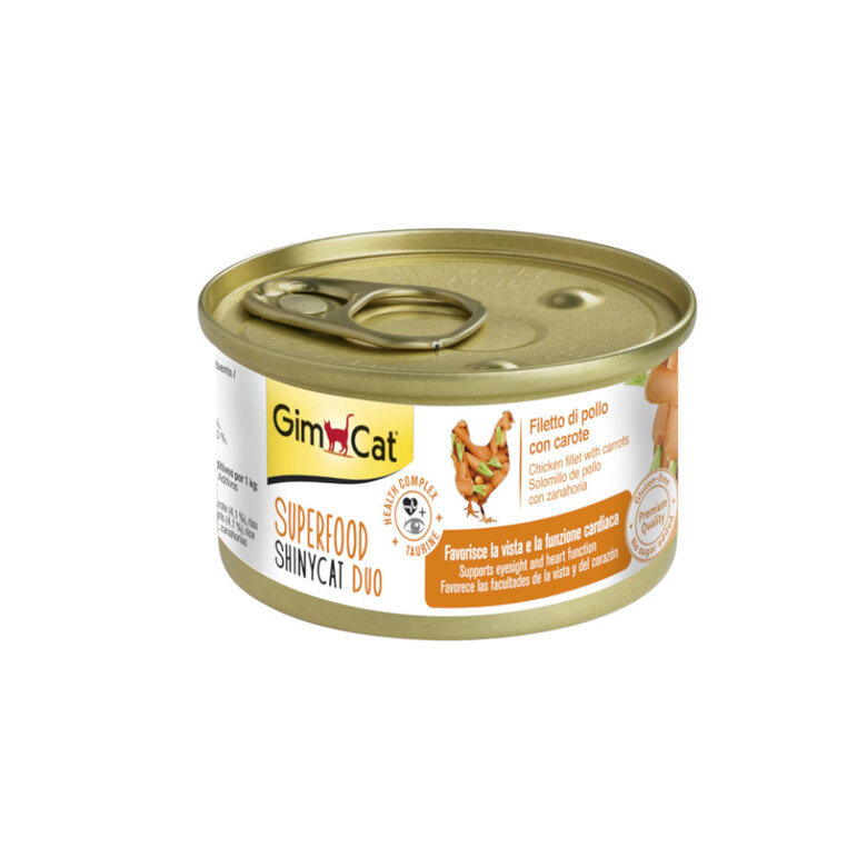 GimCat Super Food Shiny Cat Duo pollo y zanahoria lata para gatos, , large image number null