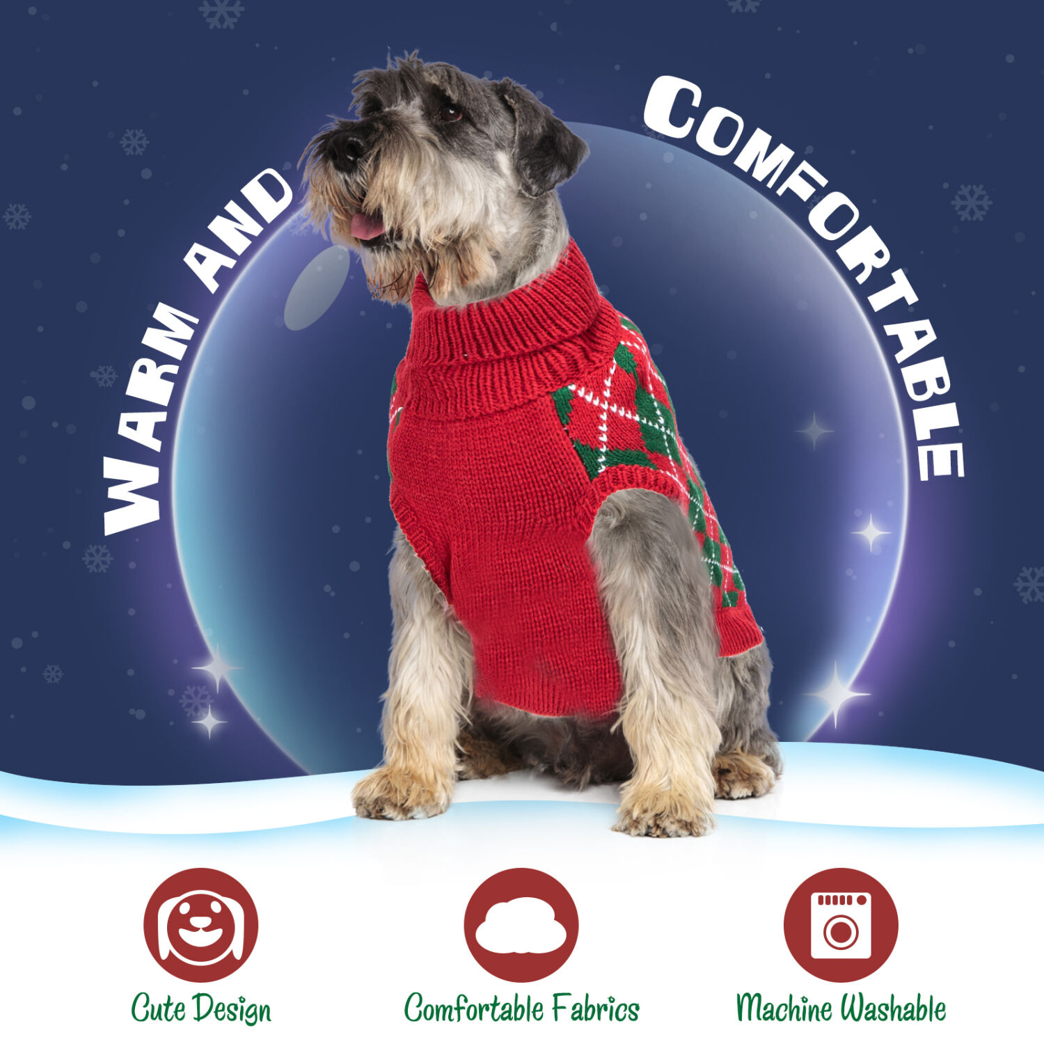 Nobleza - Jerseys de Navidad para Perros y Gatitos, Navidad Mascotas Su&eacute;ter, Jersey para Perros y Gatitos, Ropa de Invierno c&aacute;lida Ropa de Invierno Adecuado para Perros Peque&ntilde;os y Medianos, (Rojo, s), , large Imagen numero 3