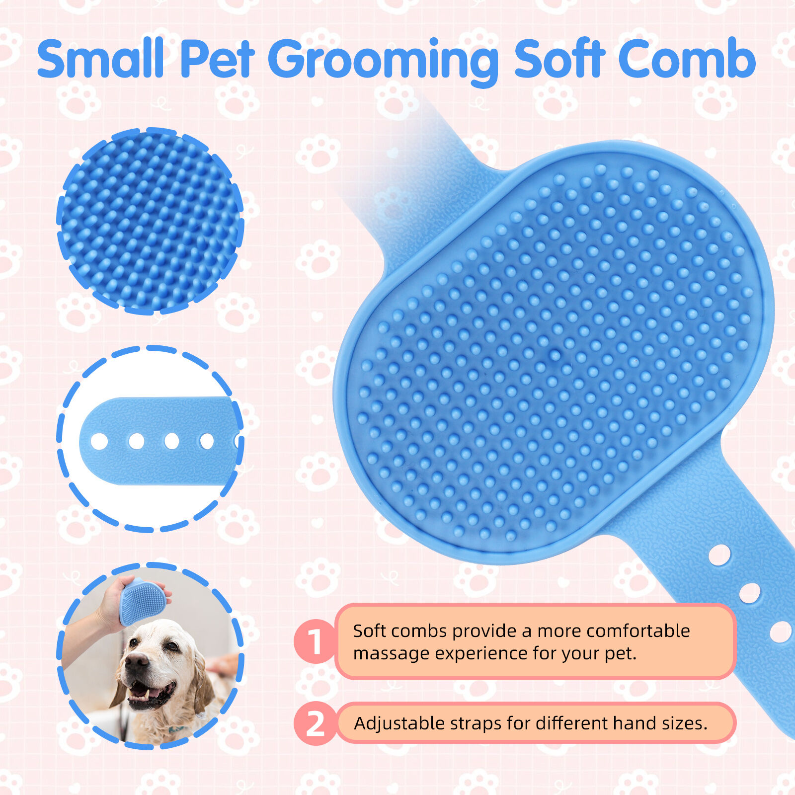 Nobleza Kit de Aseo para Conejos, Guante, Cepillo y Peine, Azul thumbnail