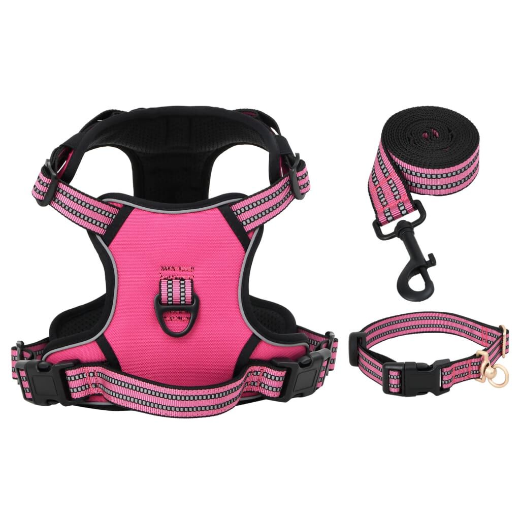 vidaXL Arn&eacute;s para perros con correa y collar ajustable rosa S, , large Imagen numero 1