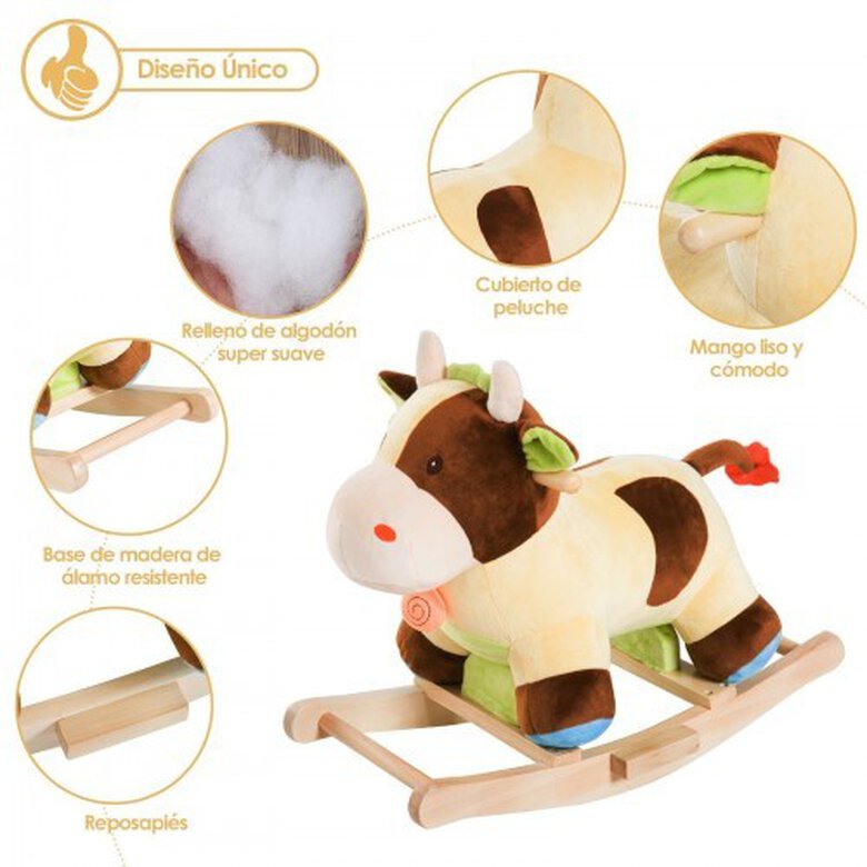Balancín Peluche vaca Homcom para niños + 3 años, , large image number null