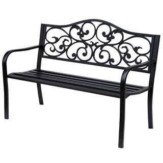 Outsunny Banco de Jardín Negro para jardin
