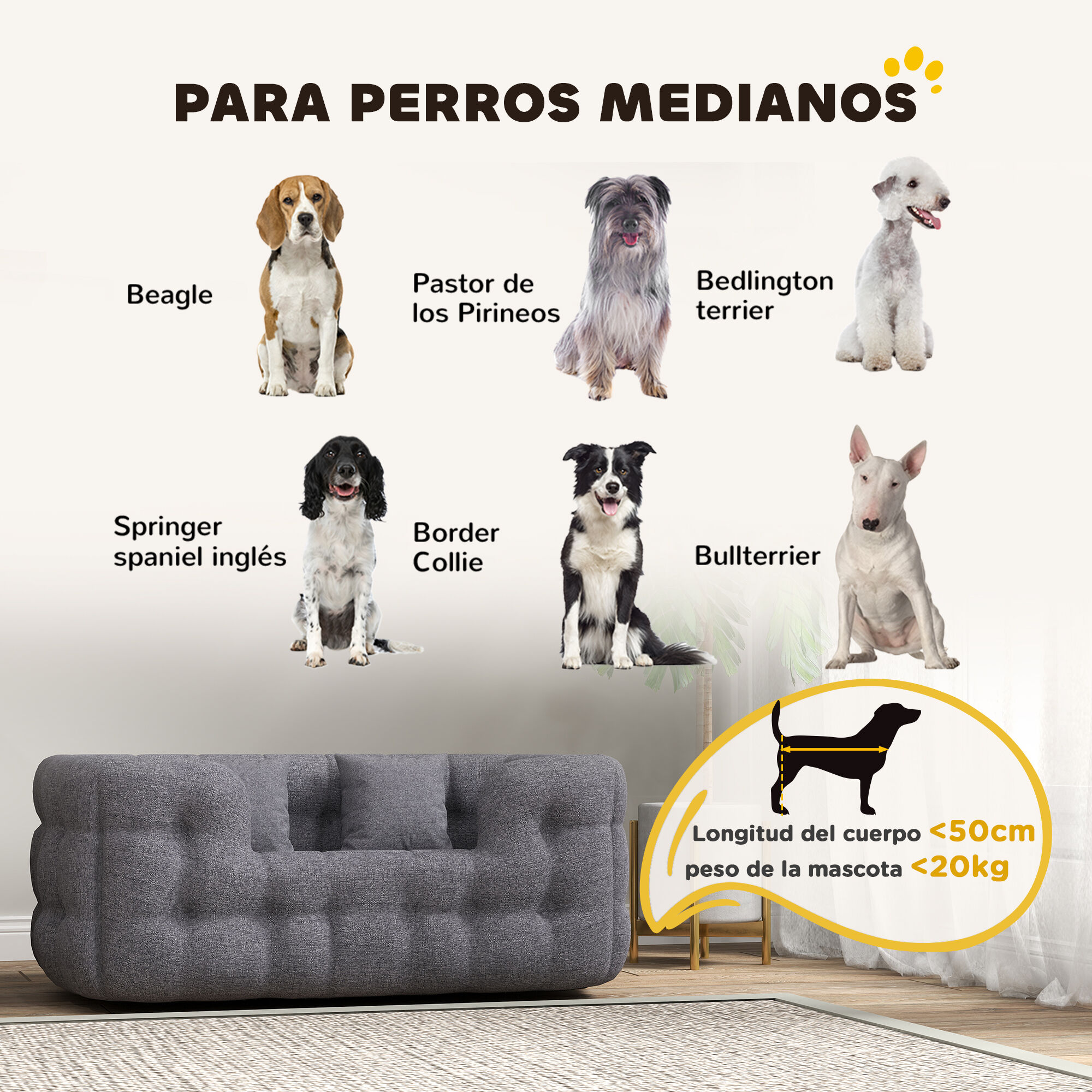 PawHut Cama para Mascotas Gris, , large Imagen numero 9