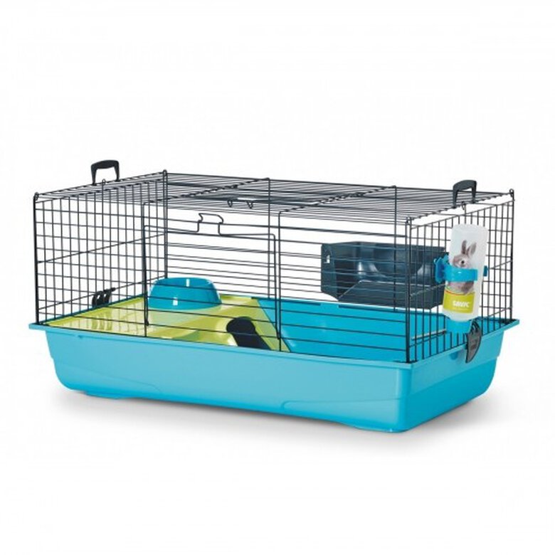 Savic jaula conejo nero 2 completamente equipada azul para conejos, , large image number null
