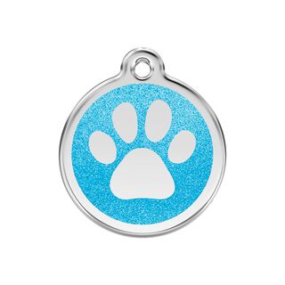 Red Dingo Placa identificativa Purpurina Huella perro Aqua para perros
