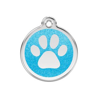 Red Dingo Placa identificativa Purpurina Huella perro Aqua para perros