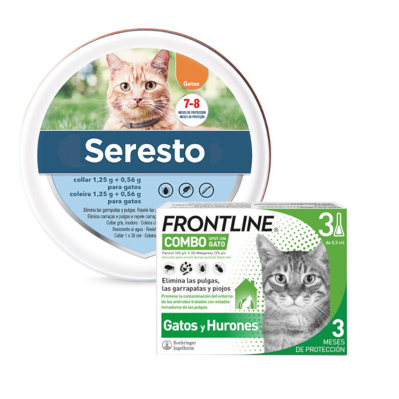 Seresto y Frontline pack de pipeta y collar antiparasitario para gatos, , large image number null