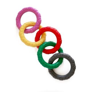 Patasbox aros olímpicos multicolor de peluche para perros 