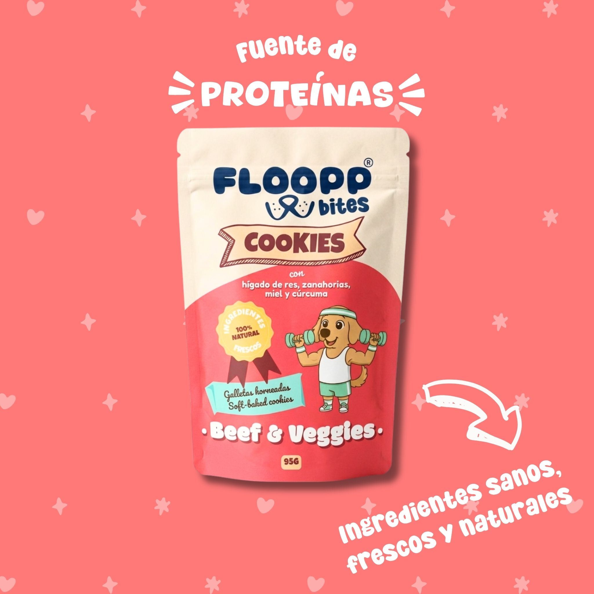 Floopp Bites Galletas Naturales para Perros | Beef & Veggies | 95 g, , large Imagen numero 4