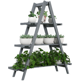 Outsunny Estantería Para Plantas Plegable De Madera Soporte Para Macetas