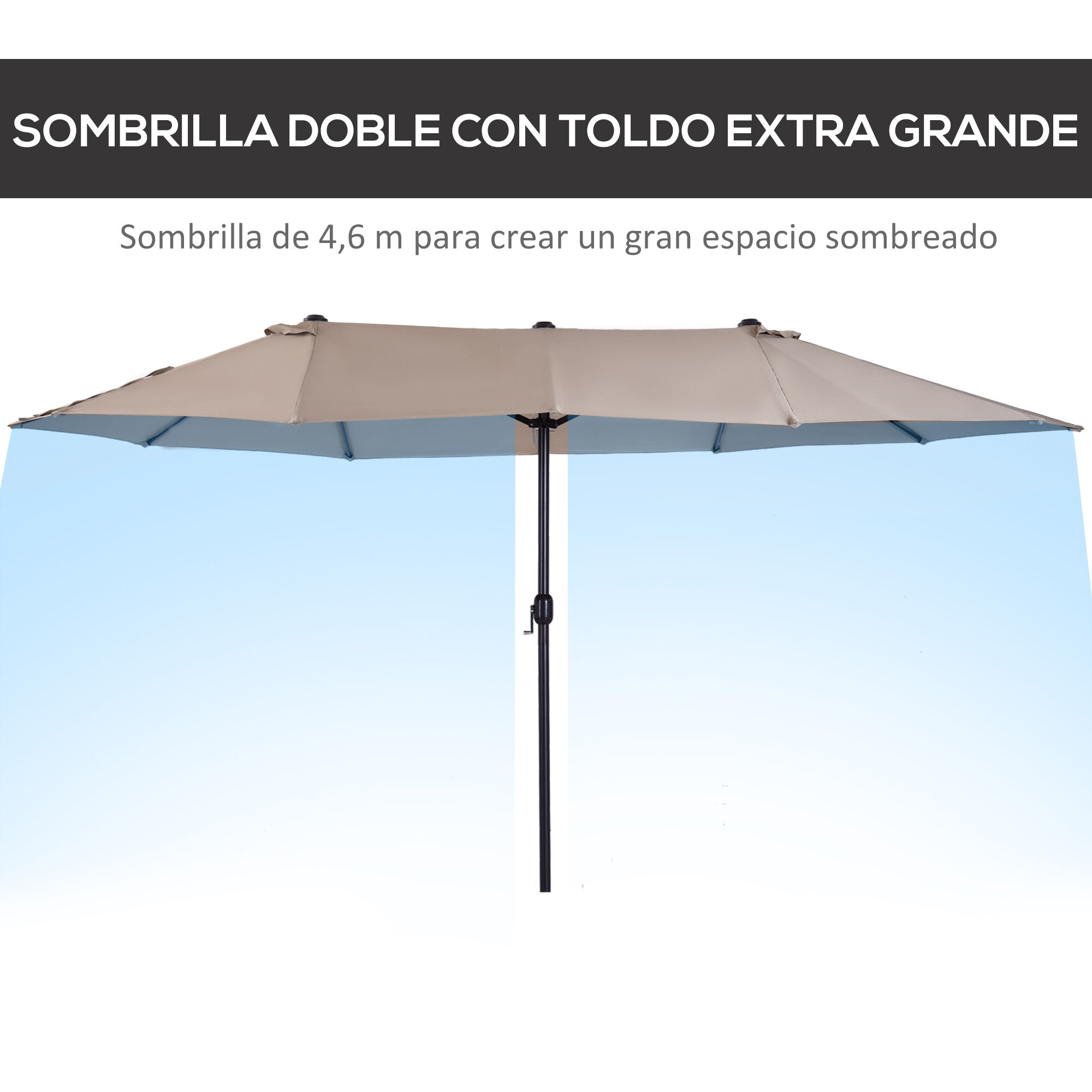Outsunny Sombrilla Doble Parasol Grande, , large Imagen numero 4
