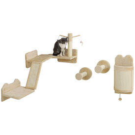 PawHut Estanterías Beige para Gatos