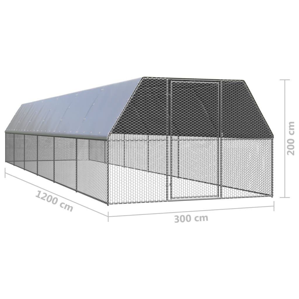 vidaXL Jaula gallinero de acero galvanizado 3x12x2 m, , large Imagen numero 5