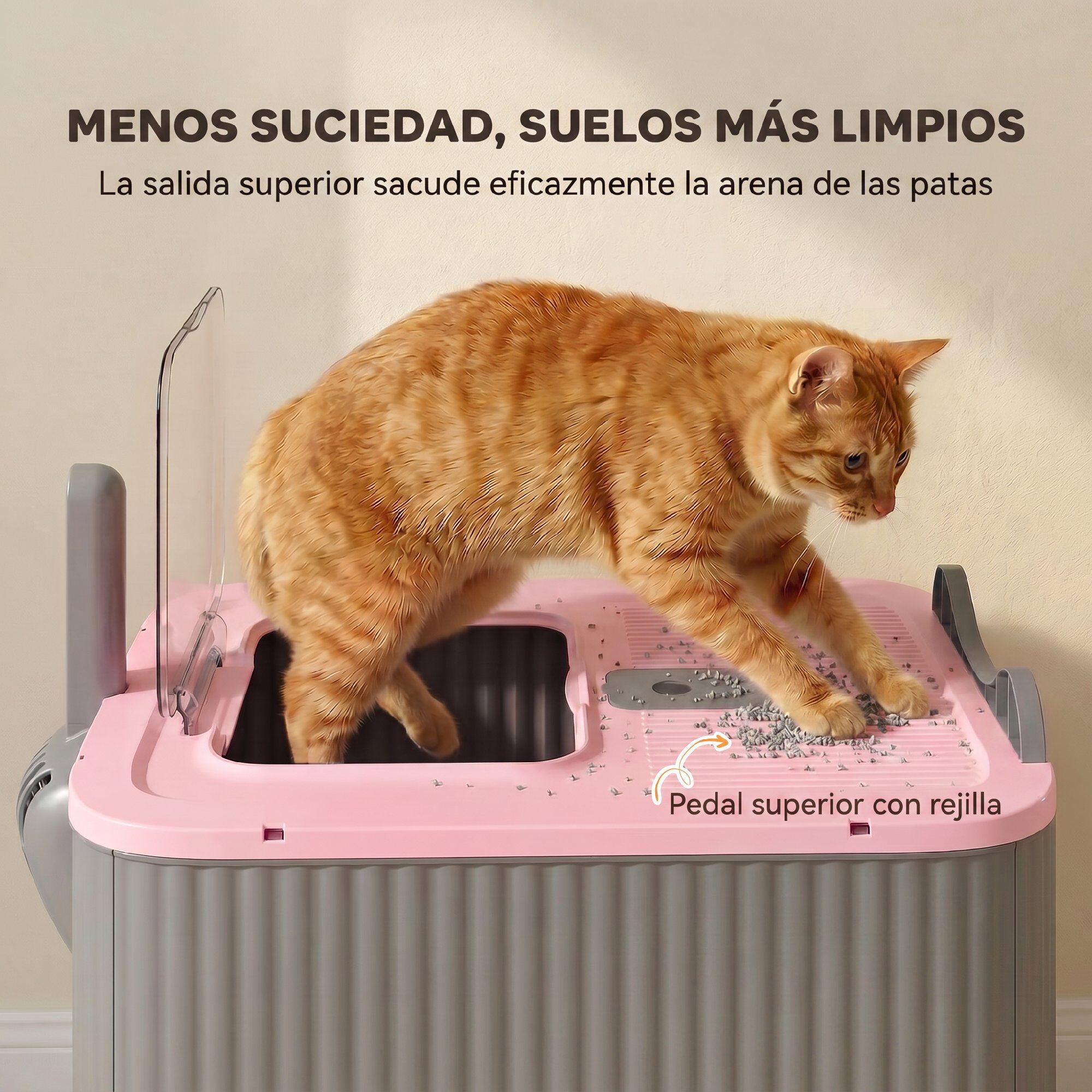 PawHut Arenero para Gato Rosa, , large Imagen numero 4