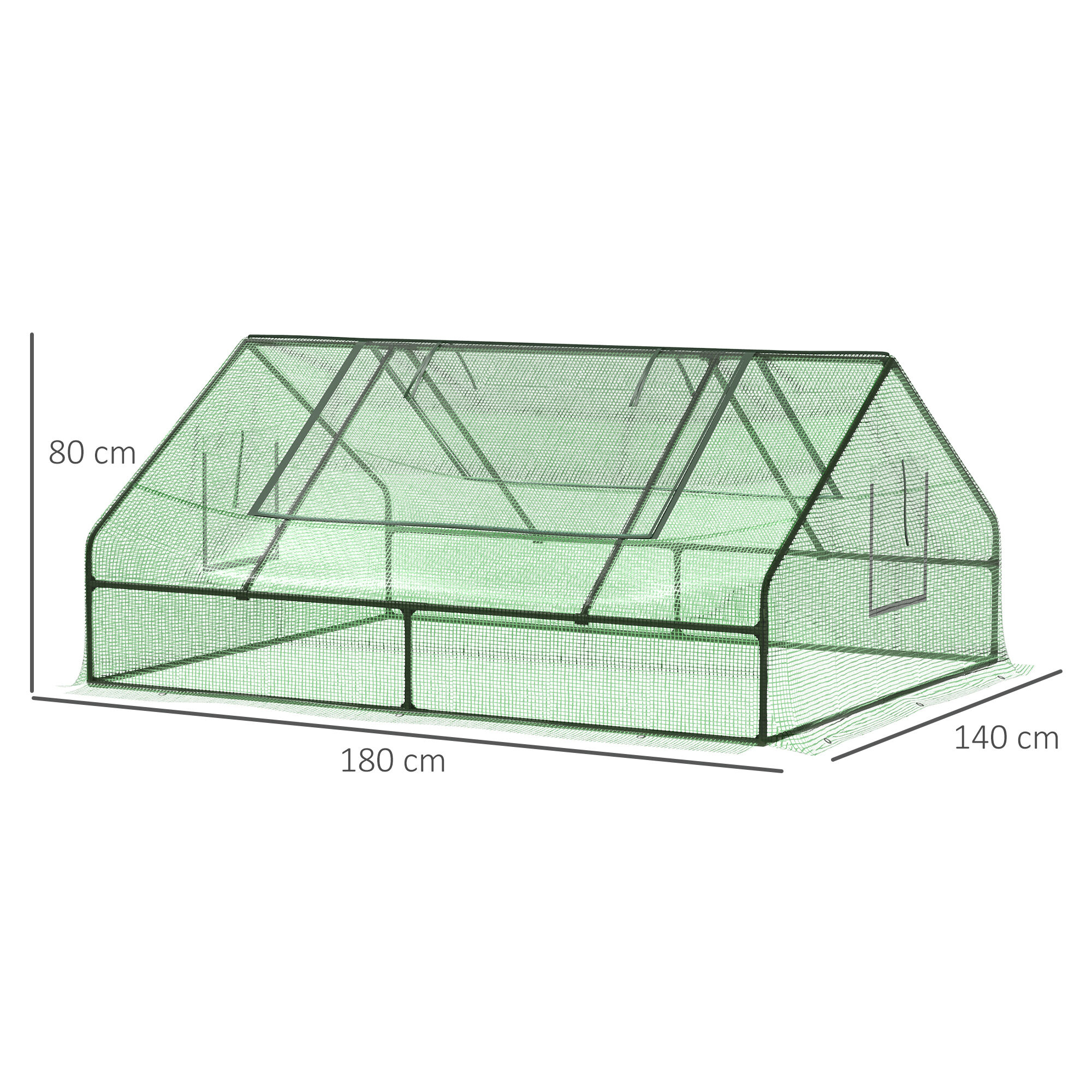 Outsunny Invernadero de Terraza Jard&iacute;n 180x140x80 cm Tipo Caseta de Acero Pl&aacute;stico con Puertas y Ventanas Enrollables para Cultivo de Plantas Verduras Flores Verde, , large Imagen numero 3