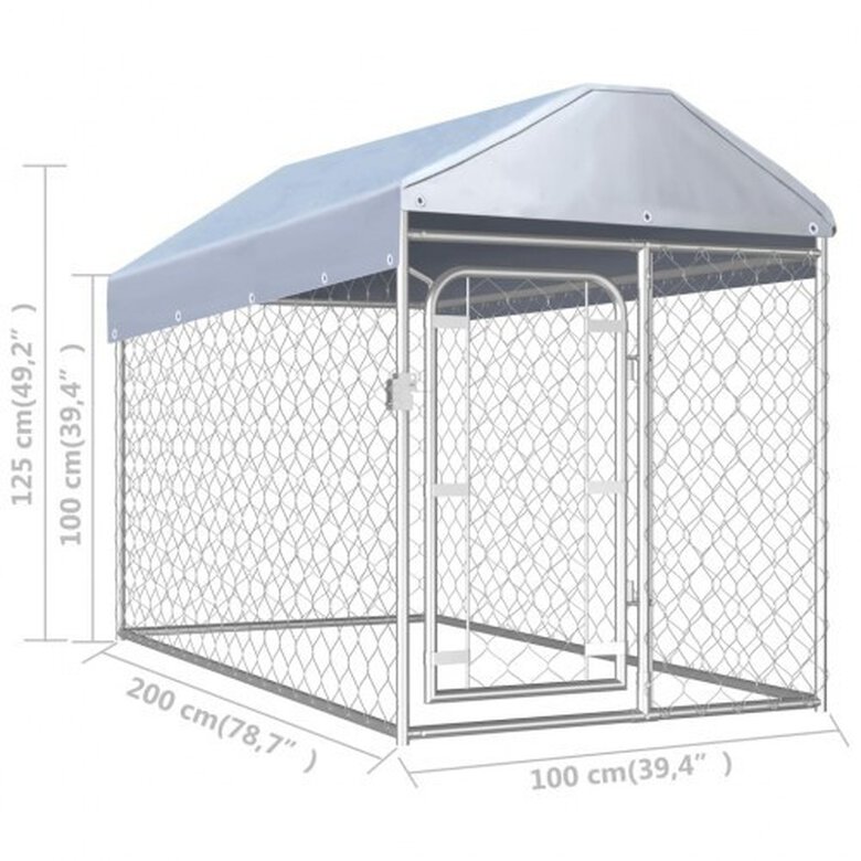 Perrera de exterior con toldo para mascotas color Plateado, , large image number null