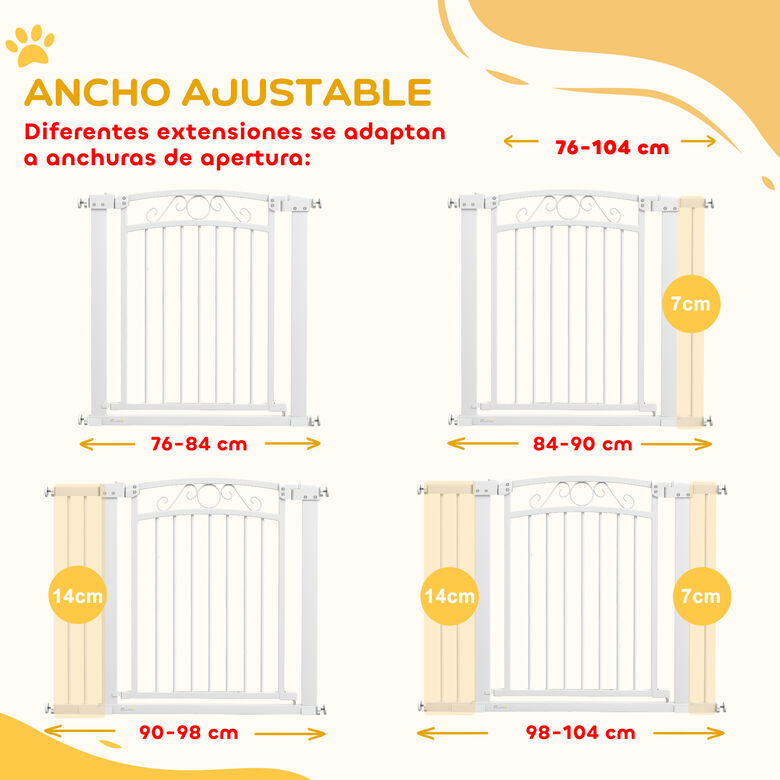 PawHut Barrera de Seguridad con 2 Extensiones y Doble Bloqueo Blanco para perros thumbnail