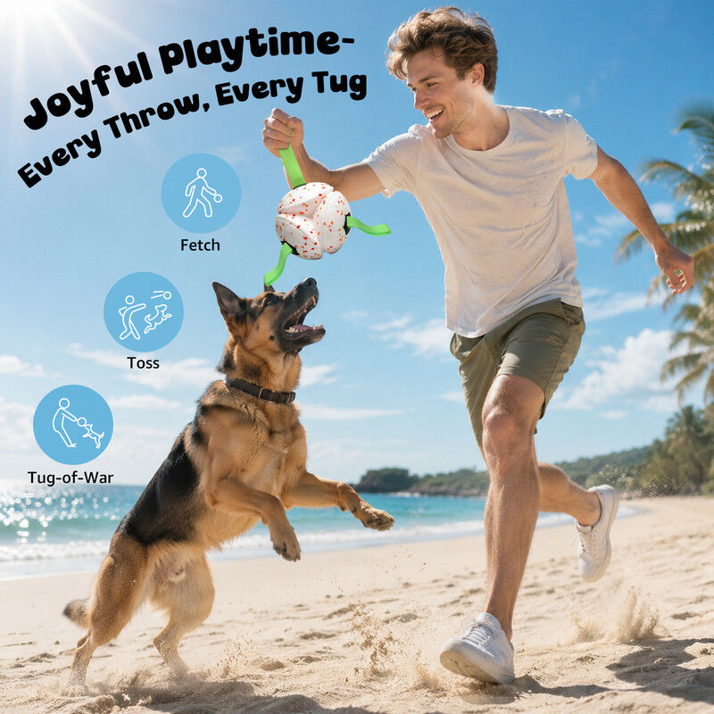 Nobleza Pelota Interactiva para Perros Medianos y Grandes (15 cm) - Juguete Resistente de Goma Flotante con Asas para Tirar y Morder, Pelota El&aacute;stica e Indestructible para Agua, Parque y Entrenamiento, , large Imagen numero 4