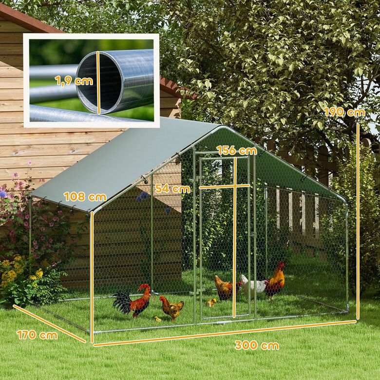 PawHut Gallinero Exterior Plata thumbnail