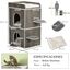Pawhut Caseta para Gatos de Madera Casa para Gatos Forma de Barril con 3 Cojines 2 Orificios Frontales y 2 Plataformas Laterales 68x53x80,5 cm Gris, , large indicador imagen numero 3